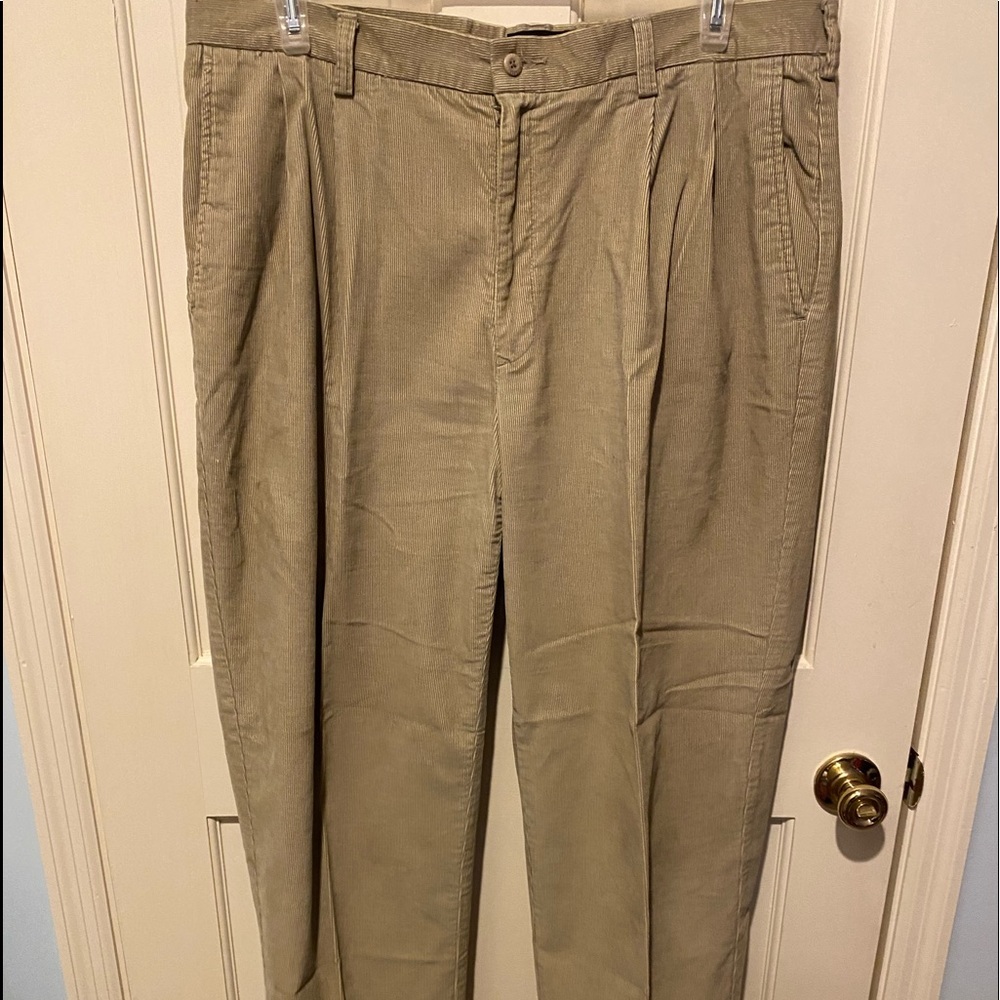 Mens Perry Ellis Portfolio Khaki Corduroy Pants 38/32